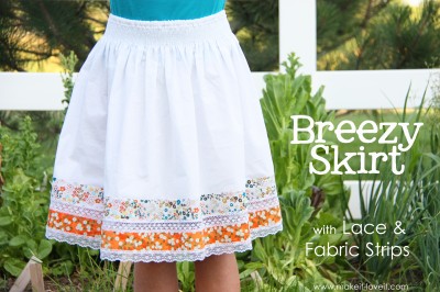 skirt with lace and fabric strips