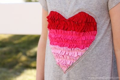 Ruffled Heart Valentine Dress (Made from recycled Tshirts)