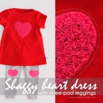 Shaggy Heart Valentine's Dress with Heart Knee-Pad leggings (made from recycled Tshirts)