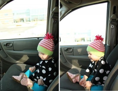 chloe in car