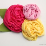 Shirred Fabric Flowers {made from knit fabric scraps}
