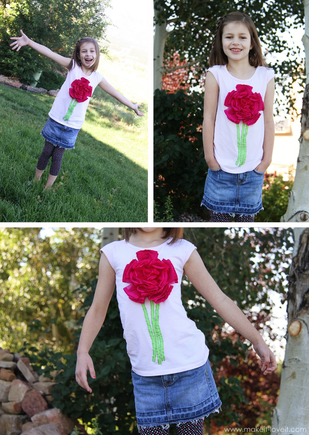 ribbon flower on tshirt