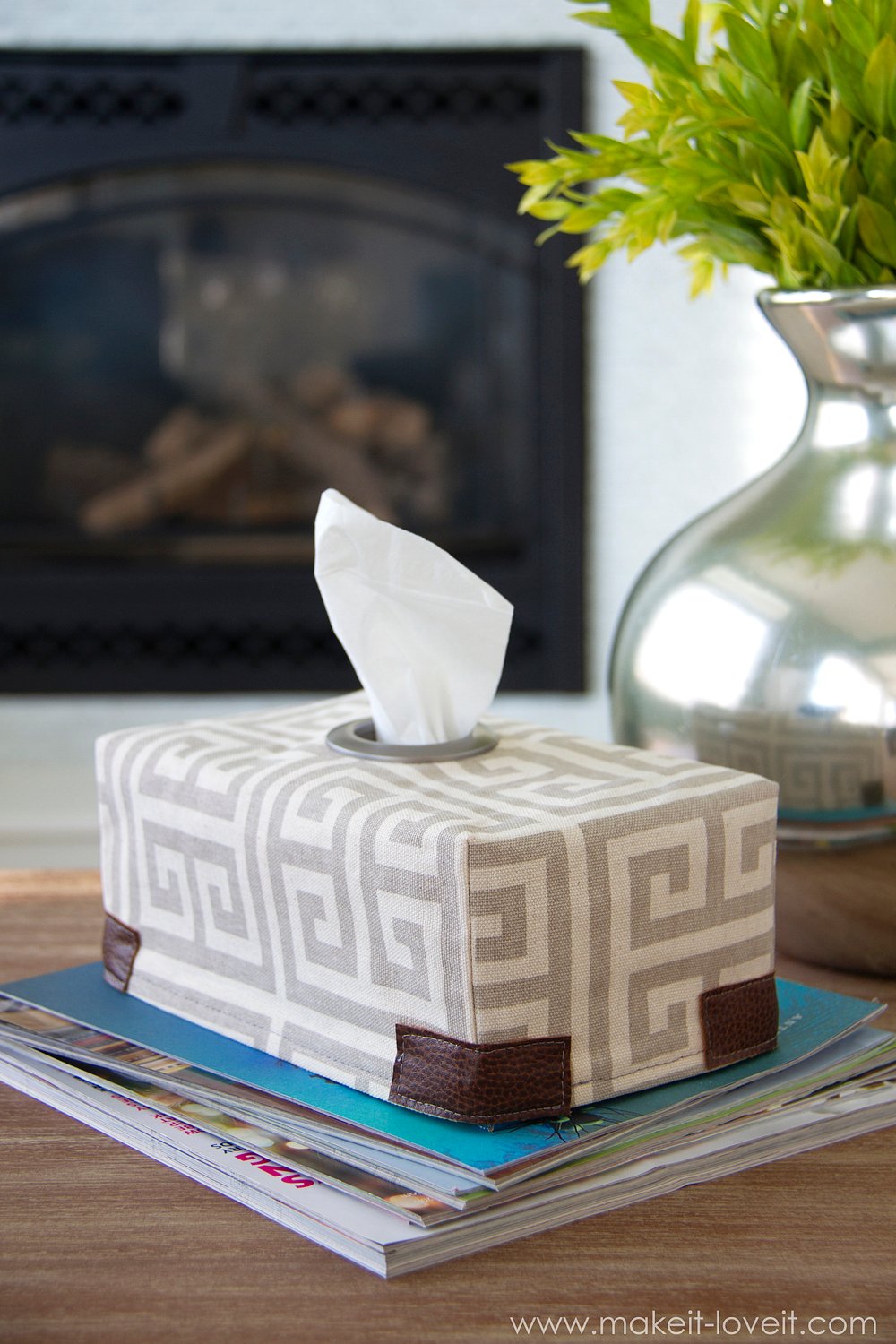 DIY Fabric Tissue Box Cover...with Grommet opening --- Make It and Love It