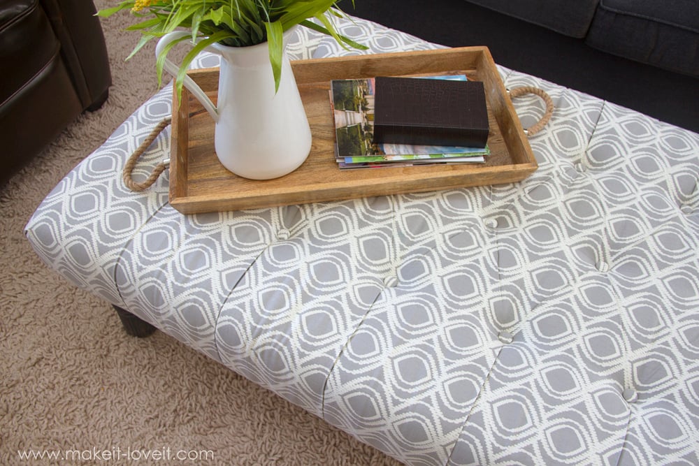 DIY Tufted Fabric Ottoman ((...from An Old Table)) Make It And DIY Tufted Ottoman.....from an old kithen table (or coffee - DIY Tufted Fabric Ottoman ((...from An Old Table)) Make It And